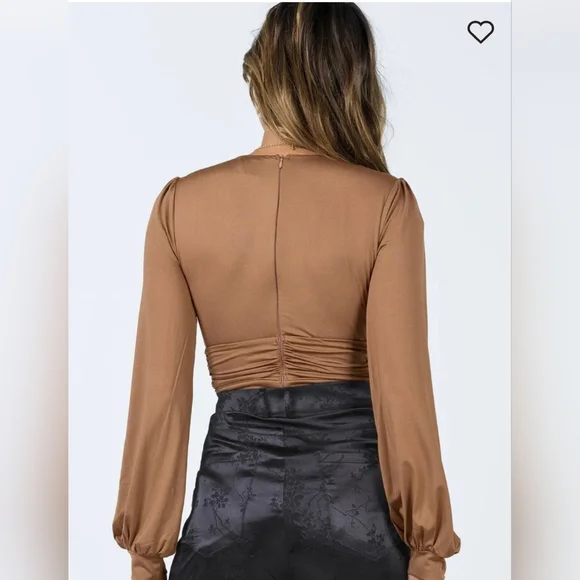 Princess Polly Jude Long Sleeve Bodysuit - Brown Size 8 - Picture 3 of 7